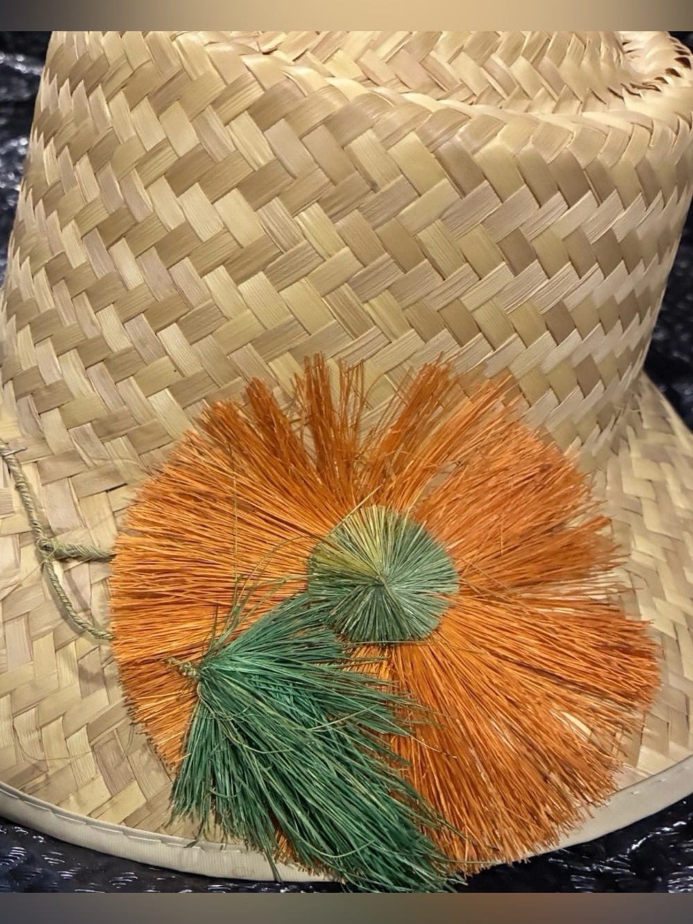 Vintage Straw Raffia Floral Summer Beach Garden Hat From Mexico - Picture 5 of 7
